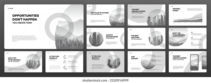 Modern Powerpoint presentation template. Creative Keynote presentation background, brochure design, brand guidelines, pitch deck, landing page, annual report, company profile, Google slides template.