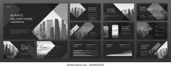 Modern Powerpoint presentation template. Use for modern Keynote presentation background, brochure cover design, brand guidelines, pitch deck, landing page, annual report, company profile.