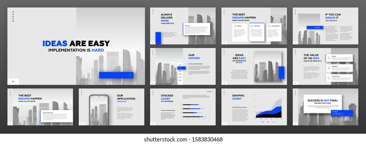 Modern powerpoint presentation templates set for business. Use for keynote presentation, brochure design, website slider, landing page, annual report, company profile, social media banner.