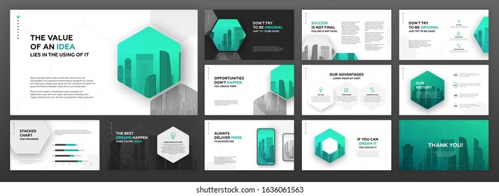 Modern powerpoint presentation templates set. Use for modern keynote presentation background, brochure design, website slider, landing page, annual report, company profile, facebook banner