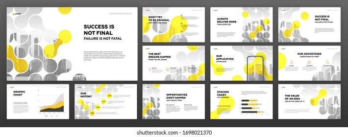 Modern powerpoint presentation templates set. Use for modern keynote presentation background, brochure design, website slider, landing page, annual report, company profile, portfolio, facebook banner.