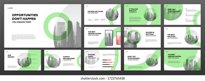 Modern powerpoint presentation templates set. Use for modern keynote presentation background, brochure design, website slider, landing page, annual report, company profile, portfolio, facebook banner.