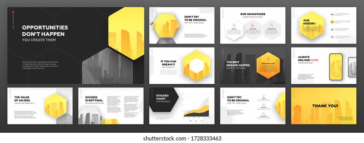 Modern powerpoint presentation templates set. Use for modern keynote presentation background, brochure design, website slider, landing page, annual report, company profile, portfolio.