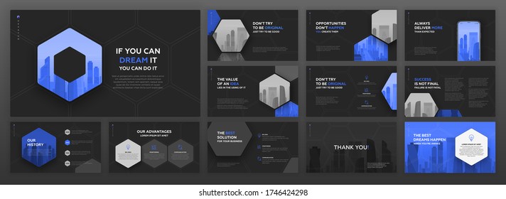 Modern Powerpoint Presentation Templates Set. Use For Modern Keynote Presentation Background, Brochure Design, Website Slider, Landing Page, Annual Report, Company Profile.