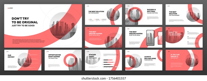 Modern powerpoint presentation templates set. Modern keynote presentation background, brochure cover design, brand guidelines, pitch deck, landing page, annual report, company profile, proposal.