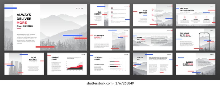 Modern Powerpoint Presentation Templates Set. Use For Modern Keynote Presentation Background, Brochure Design, Website Slider, Landing Page, Annual Report, Company Profile, Social Media Banner.