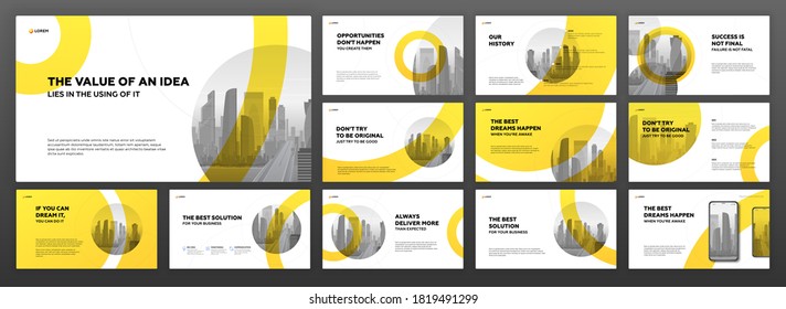 Modern Powerpoint Presentation Templates Set. Use For Modern Keynote Presentation Background, Brochure Design, Website Slider, Landing Page, Annual Report, Company Profile.