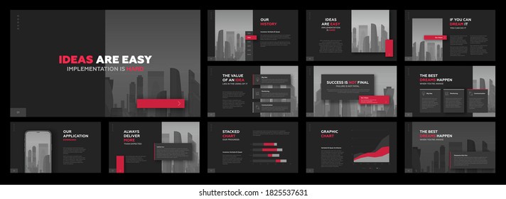 Modern Powerpoint Presentation Templates Set. Use For Modern  Keynote Presentation Background, Brochure Design, Website Slider, Landing Page, Annual Report, Company Profile, Facebook Banner.