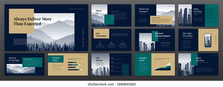 Modern powerpoint presentation templates set. Use for modern keynote presentation background, brochure design, website slider, landing page, annual report, company profile, social media banner.