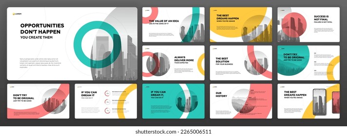 Modern powerpoint presentation templates set. Use for creative keynote presentation background, brochure cover design, website slider, landing page, annual report, company profile, ppt template.