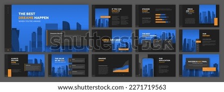 Modern Powerpoint presentation templates set. Use for modern Keynote presentation background, brochure design, website slider, landing page, annual report, Google slides, company profile.