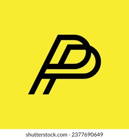 diseño de logotipo basado en la letra inicial del monólogo PP P moderno