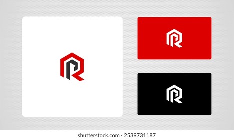 Modern PR or RP logo with Roof sign logo template 