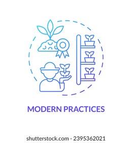 Modern practices blue gradient concept icon. Organic farming. Advanced technology. Crop yield. Food production. Farm industry. Round shape line illustration. Abstract idea. Graphic design. Easy to use