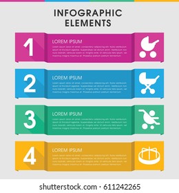 Modern pram infographic template. infographic design with pram icons includes baby stroller. can be used for presentation, diagram, annual report, web design. 