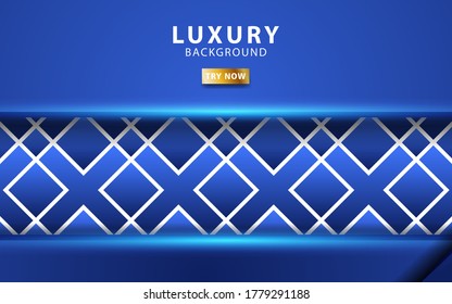 banner de fondo de vector azul premium abstracto moderno con luz azul.capas de superposición con efecto de papel. Efecto de luz realista sobre el patrón texturizado geométrico.ilustración vectorial.