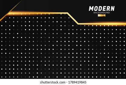 diseño moderno de banner de fondo negro premium .capas de superposición con efecto de papel sobre el fondo texturado de puntos.
