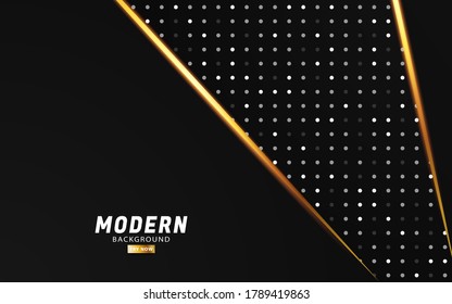 modern premium black background banner design .Overlap layers with paper effect on dots textured background.