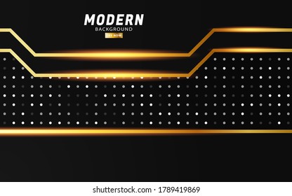 modern premium black background banner design .Overlap layers with paper effect on dots textured background.