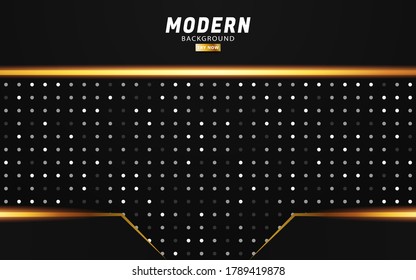 modern premium black background banner design .Overlap layers with paper effect on dots textured background.