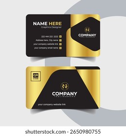 Modern Premium Black and Gold Business Card Template with Centered Logo