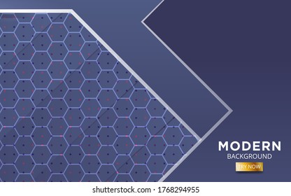 modern premium blue shape future vector background banner with lines and dot in hexagon texture.