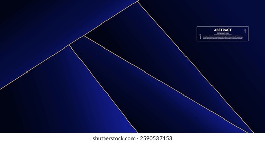 Modern premium blue vector background banner design with gold lines. Overlapping layers with paper effect on geometric textured background. Vector eps10