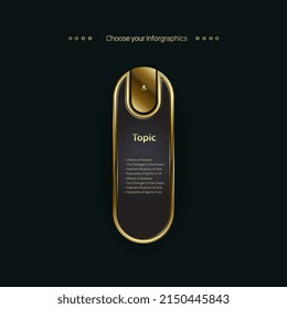Una plantilla de forma de botones premium modernos sobre fondo oscuro, un gráfico premium de oro para diseño de plantillas de finanzas y negocios