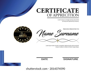 Modern Premium Certificate Templates Design. Unique Diploma Template. Modern Design. Ready To Print.