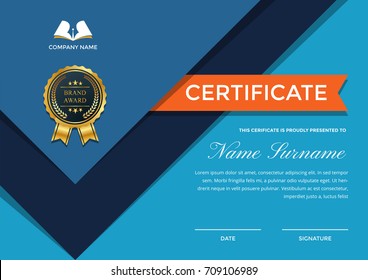 Modern Premium Company Certificate Of Achievement And Appreciation Template With Logo