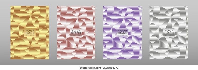 Modern premium cover design set. Luxury polygon pattern triangle texture background for notebook cover, business poster, royal brochure template.
