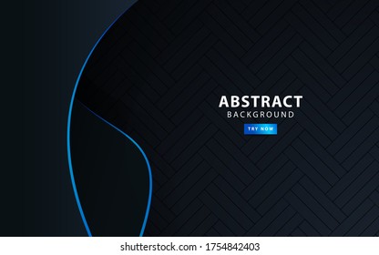 diseño moderno de banner de fondo abstracto premium oscuro, con línea de onda azul.ilustración vectorial..