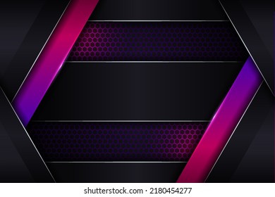 Modern Premium Gradient Glow Purple Pink on Dark Metallic Background with Hexagon Pattern