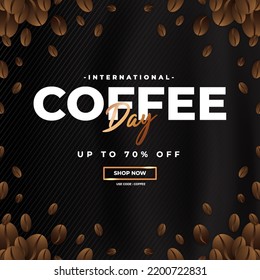 Modern and premium international coffee day greeting design