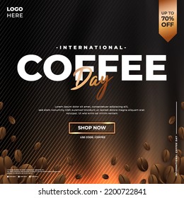 Modern and premium international coffee day greeting design