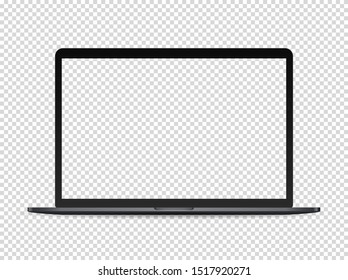 Modern Premium Laptop Vector Mockup On Dark Background. Transparent Screen For A Content