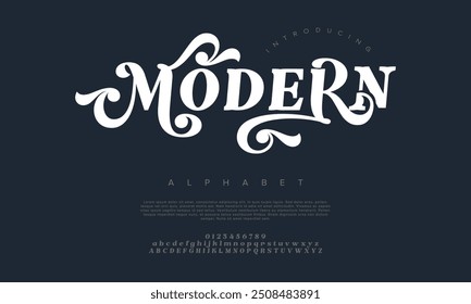 Modern premium luxury elegant alphabet letters and numbers. Vintage wedding typography classic serif font vintage retro. creative vector illustration