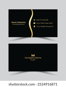 Modern premium luxury golden professional business card design, Creative gold and black Vector modern clean corporate double-side business card template.