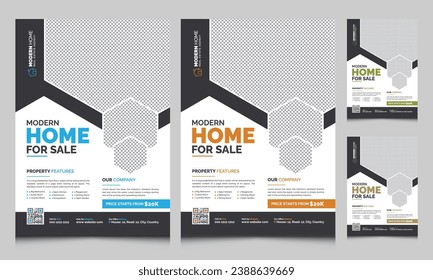 Modern Premium Real Estate Flyer Template for Captivating Property Listings with Blue, Orange, Green, Yellow Color