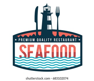 Modern Premium Seafood Restaurant Logo Badge Illustration