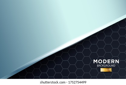 dimensión abstracta de plata premium moderna sobre fondo de textura hexagonal