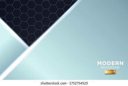 dimensión abstracta de plata premium moderna sobre fondo de textura hexagonal