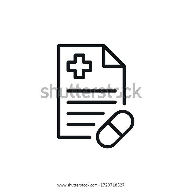 Modern prescription icon. \
Prescription icon in\
modern line style. Pharma\
vector