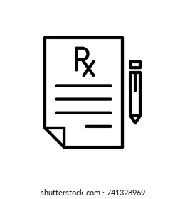 Modern prescription line icon. Premium pictogram isolated on a white background. Vector illustration. Stroke high quality symbol. Prescription icon in modern line style.