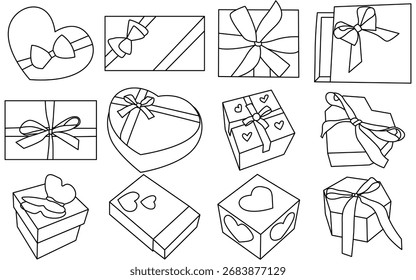 Moderno paquete de iconos de caja de regalo – Navidades de estilo plano y diseño de Vector de regalo de cumpleaños