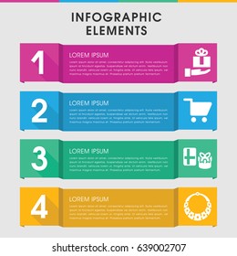 Modern present infographic template. infographic design with present icons includes shopping cart. can be used for presentation, diagram, annual report, web design.