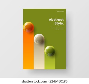 Modern presentation A4 design vector layout. Vivid 3D balls corporate cover concept.