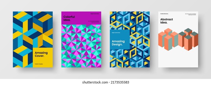 Modern presentation A4 vector design template composition. Fresh mosaic shapes corporate identity illustration bundle.