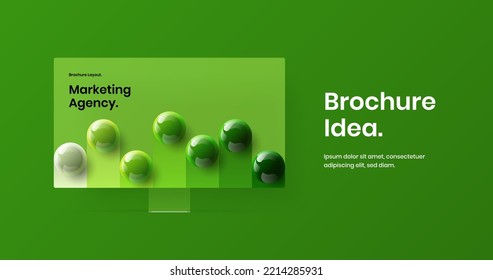 Modern presentation design vector concept. Clean computer monitor mockup website screen layout.