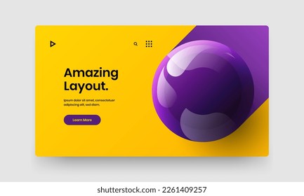 Modern presentation design vector illustration. Geometric realistic spheres annual report layout.